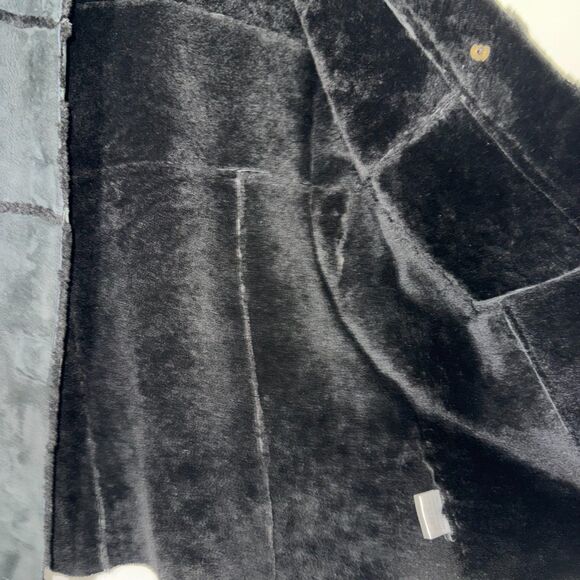 Vintage Shearling Leather Bomber Jacket - Black S - Picture 8 of 11